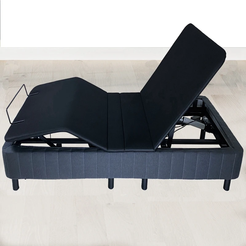 Upholstered Adjustable Bed Frame with Wireless Remote wood board and 8 legs