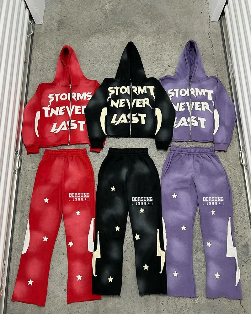 Custom Unisex Sweatsuit 2 Piece Set Jogging Suits Wholesale Winter Fleece Sports Sweatpants And Hoodie Set Tracksuits For Men
