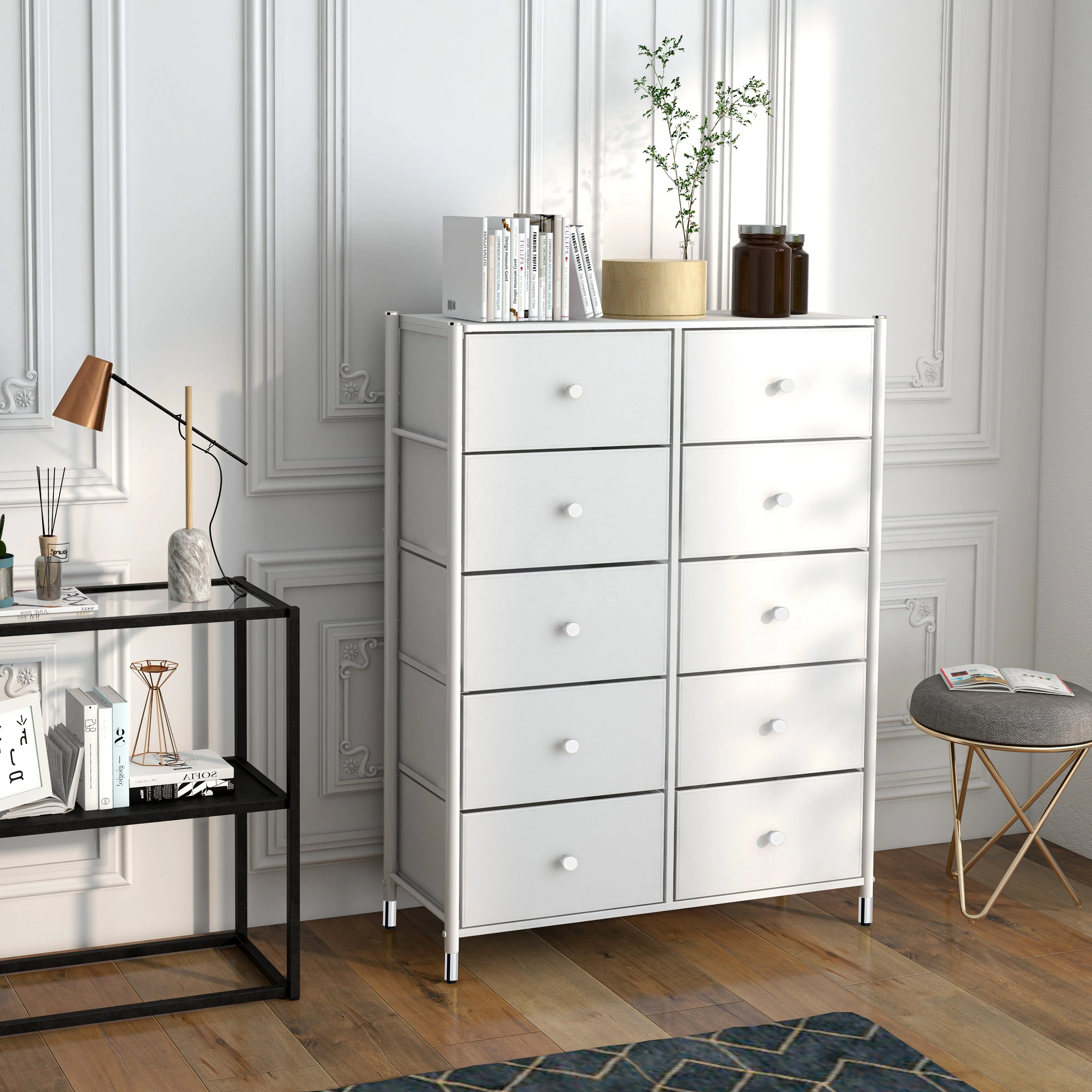 Foldable Drawer Dressers 4 Drawers Bedroom Furniture fabric storage dresser Storage Drawer Tower