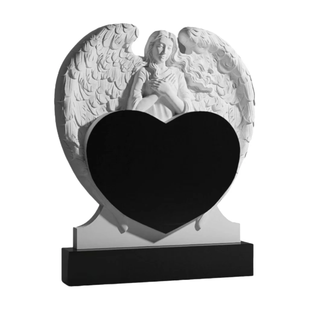 Angel Headstone Monument Customized European Granite Monument Black Granite Tombstone