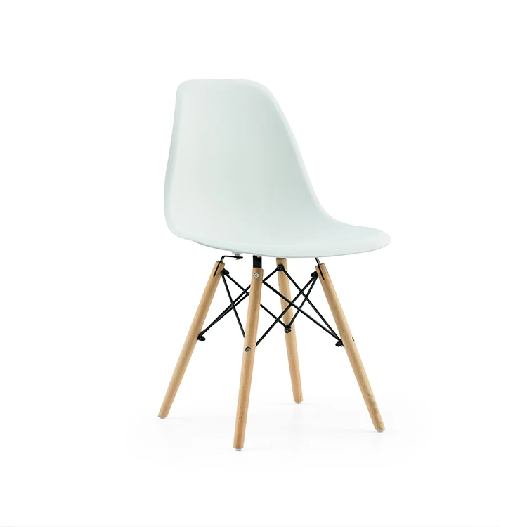 
Wholesale Price Modern Design White Plastic Chair Wood Leg Dining Chairs 