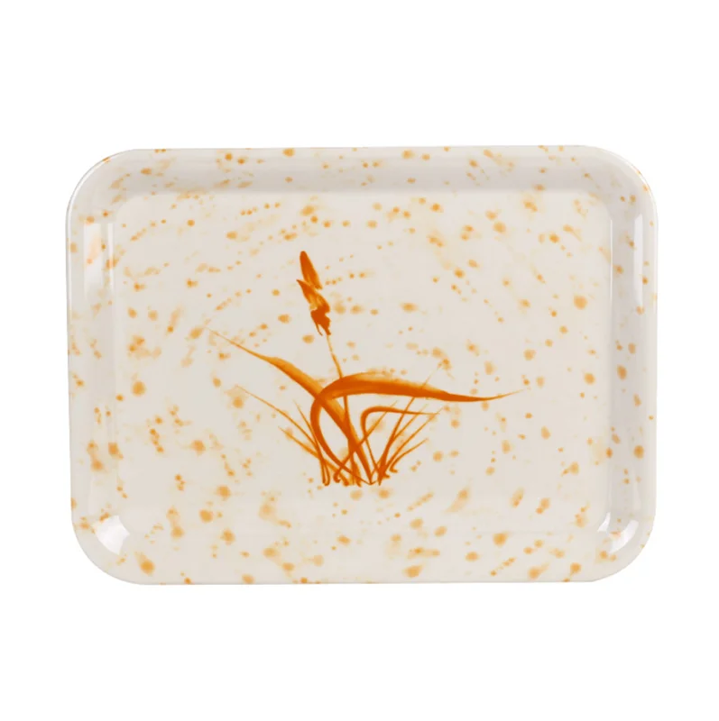 custom printed rectangular hard rolling tray melamine food drink serving trays