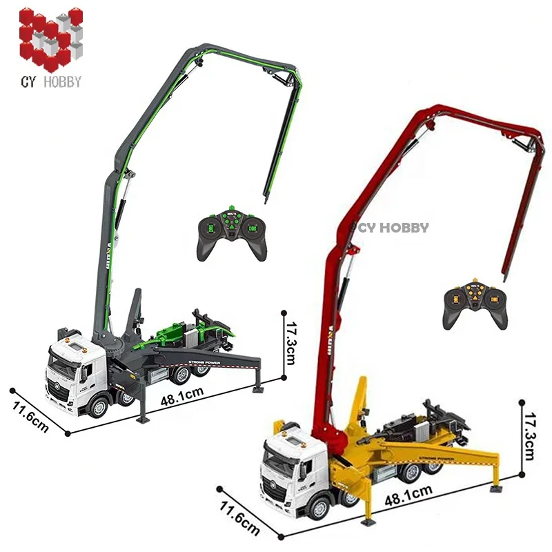 Huina 1381 2.4G RC Metal Cement Pump Truck 1/18 11CH Alloy Concrete Pump Truck construction Model Toys for kids