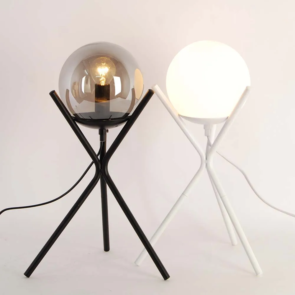 Tripod Ball Bulbs Desk Light Indoor Home Glass Living Room Lighting Table Lamp