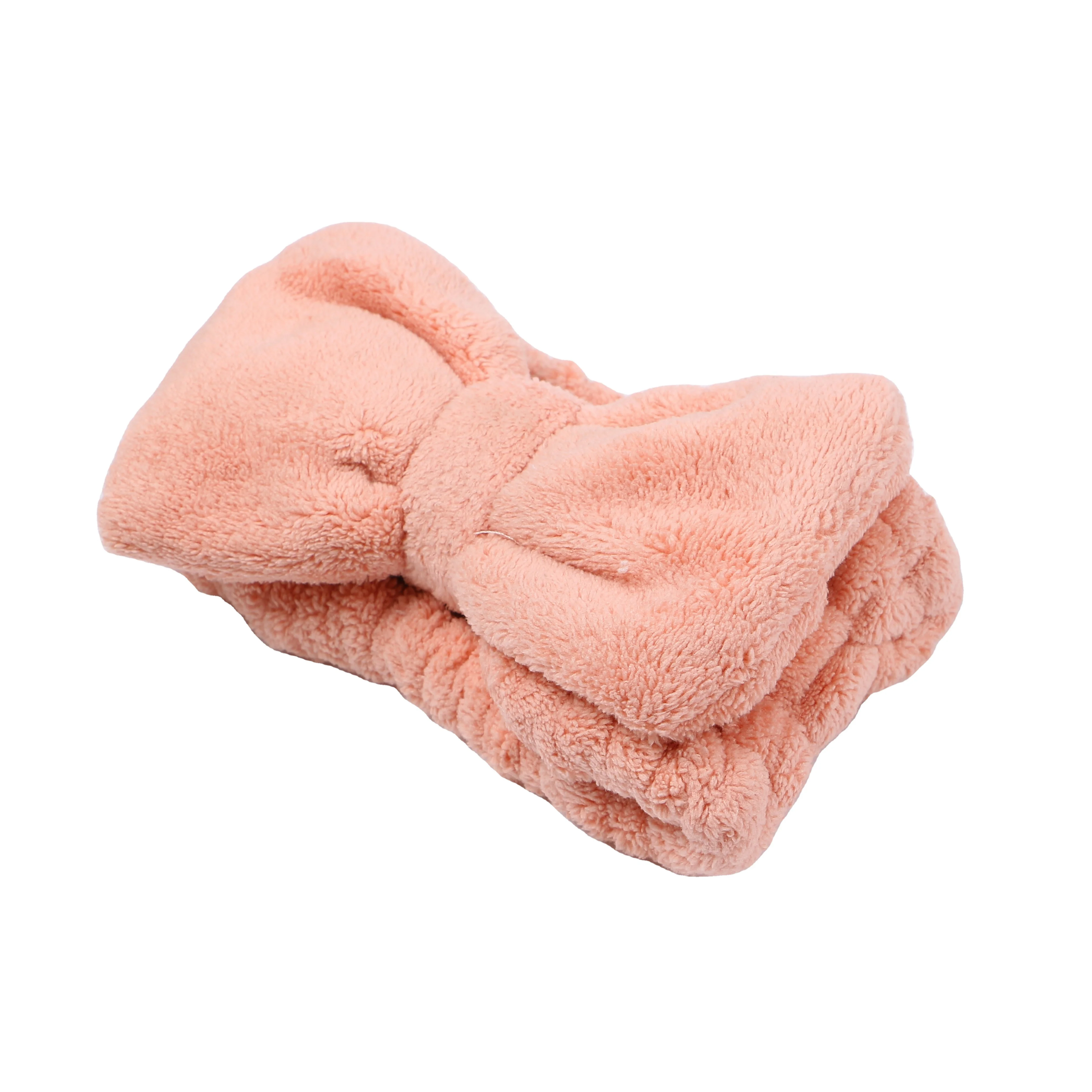 Оптовая продажа, эластичная повязка на голову на заказ, полотенце, мягкий милый бант, красочная эластичная повязка на голову для спа-полотенец