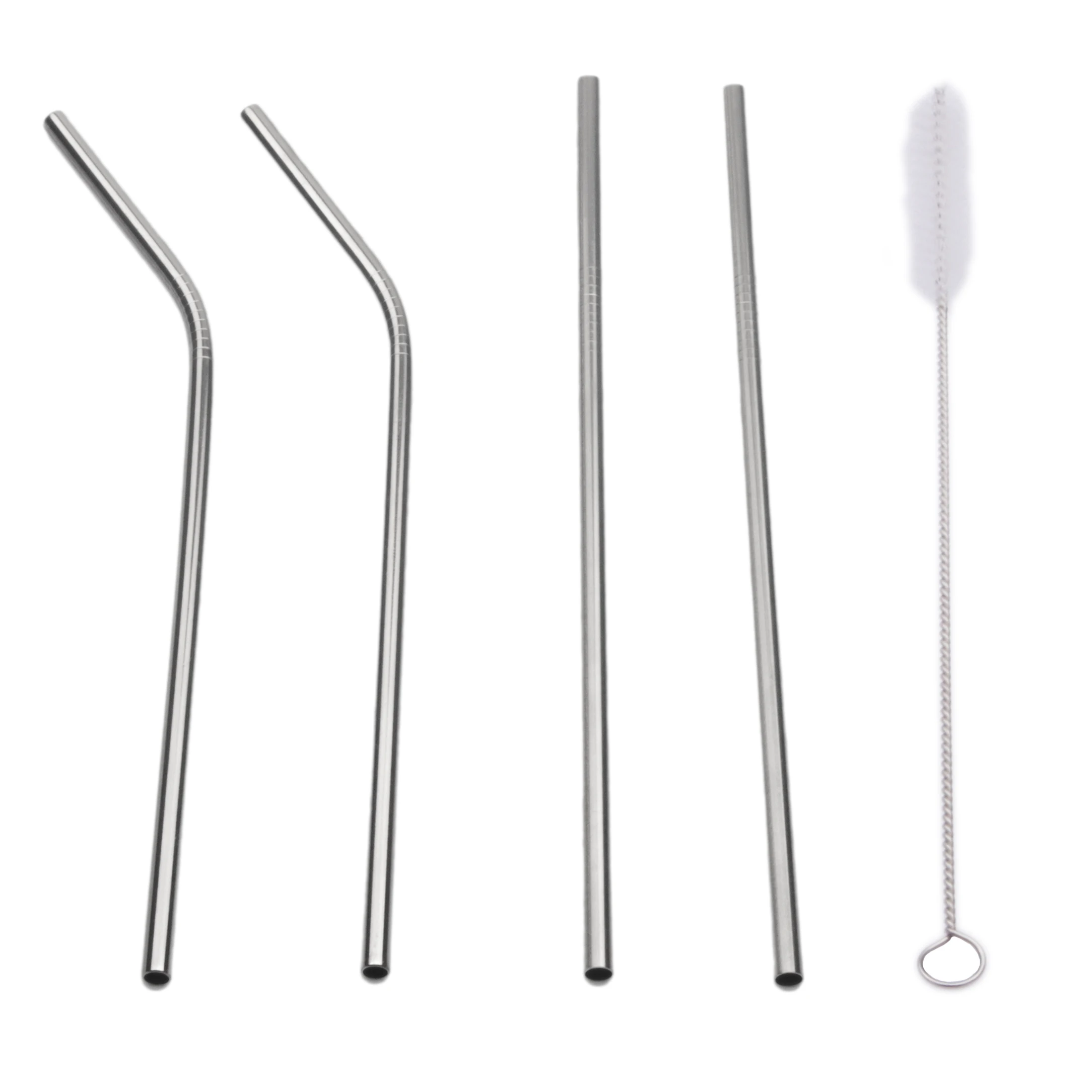 Custom straw and cleaning brush set metal stainless steel boba straws wholesale