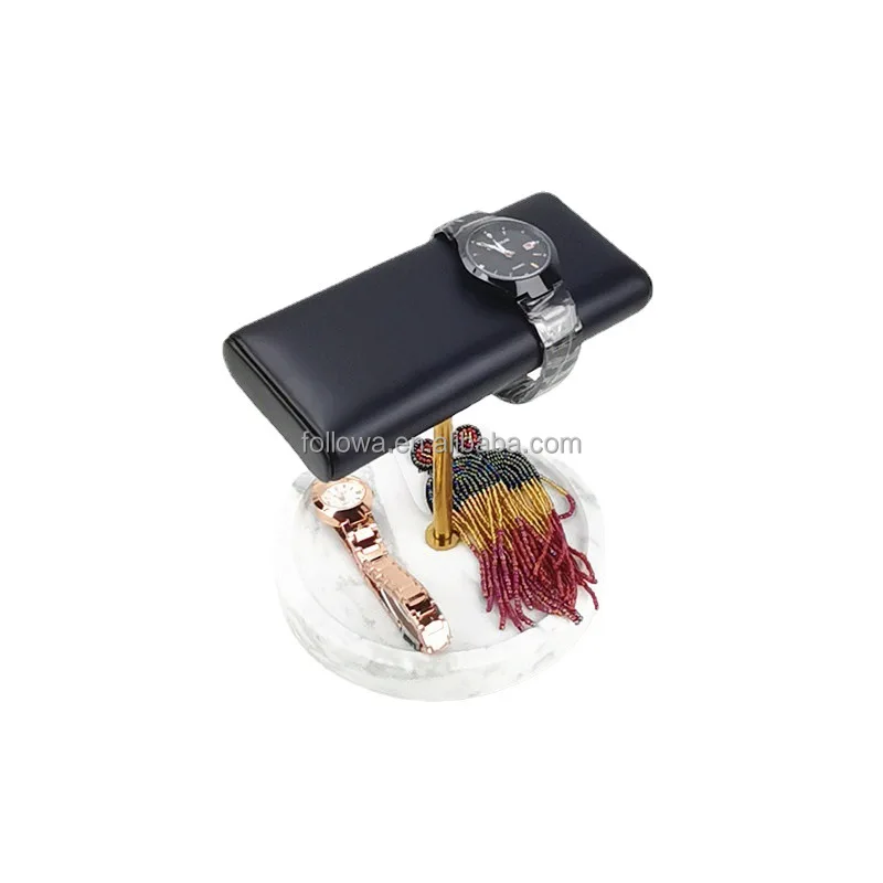 Marble watch display stand luxury marble tray based watch stand leather rack jewelry display horloge display holder