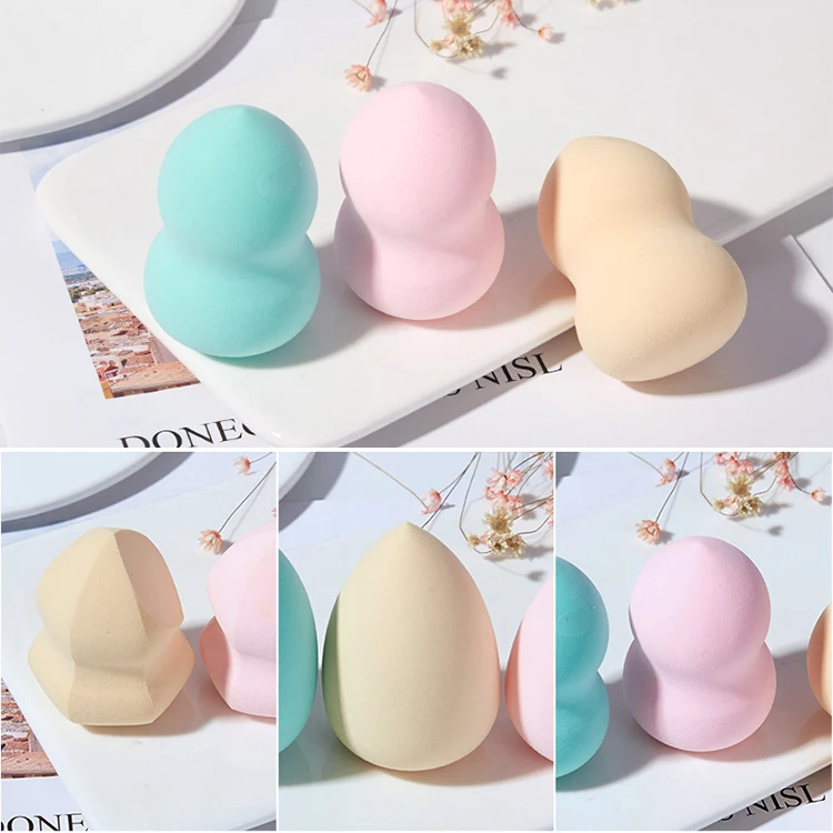Valentine 3pcs Professional colorful Makeup Sponge wet&dry use Pink Egg Shape Latex Free get bigger Beauty Makeup Blender Set