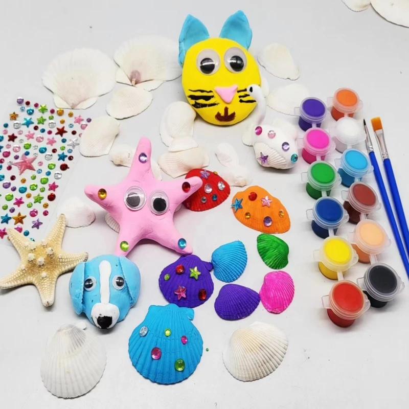 Art and Crafts Set Painting Drawing Birthday Gift Painting Crafts Sea Shell Painting Kit for Kids
