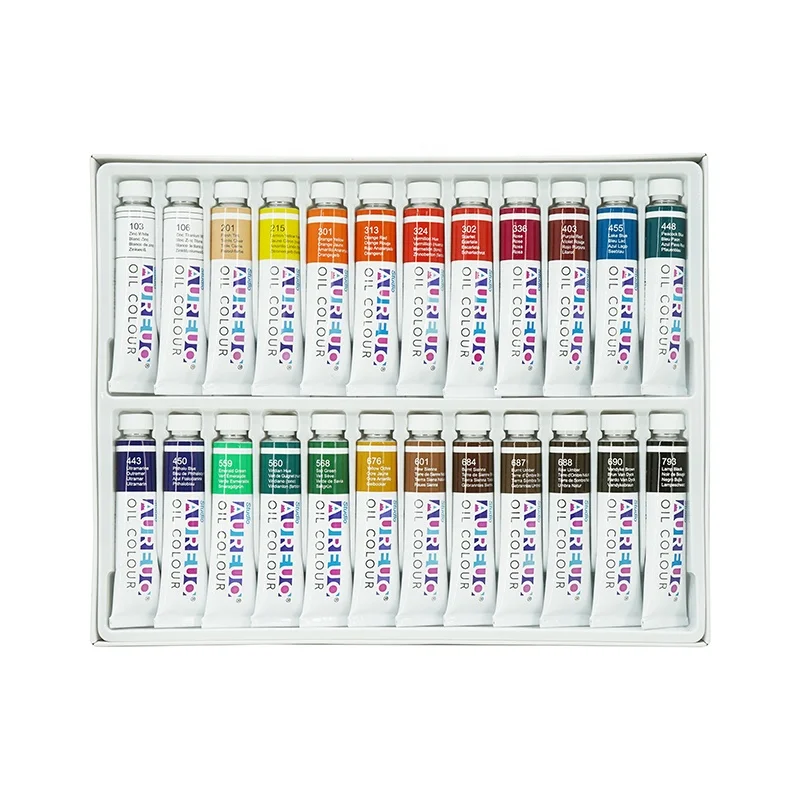 AUREUO 24 Colours 12ml Studio Grade Low Price Economical Multi-color Oil Paints Kit