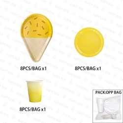 Partybus Optional Ice Cream Shape Paper Plate/ Cup/ Napkin Disposable Party Tableware Set