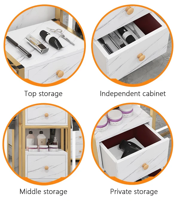 Hair Salon Equipment Furniture Make-up Hair Dressing Shop Salon Trolley Cabinet white gold trolley for beauty machine