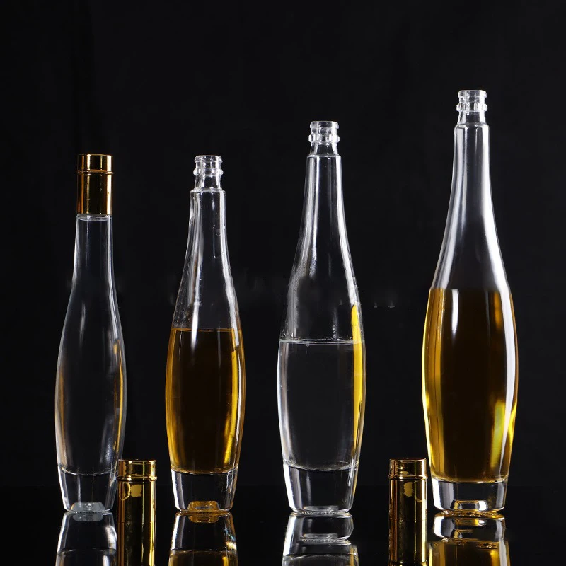 Wholesale transparent empty glass packaging gift box wine bottle 200ml 375ml 500ml 750ml liqueur bottle