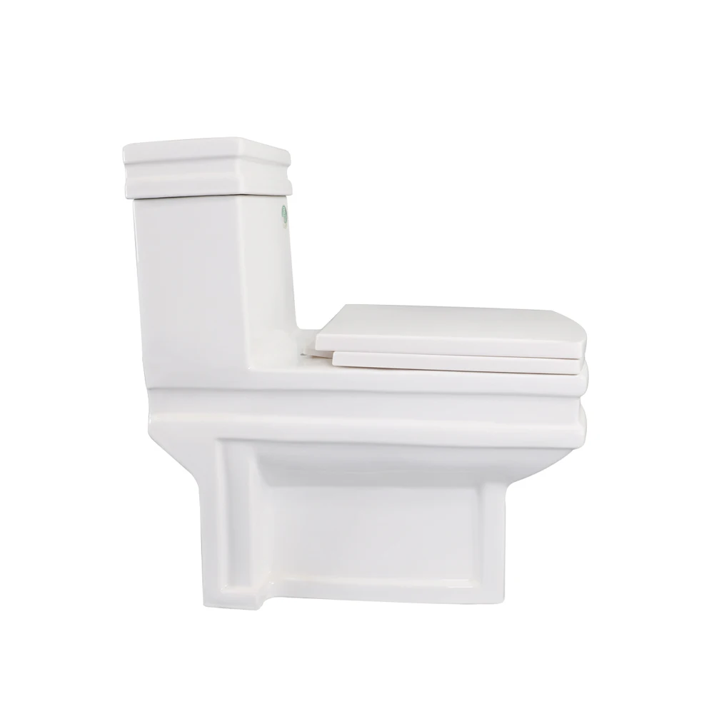 Classic Square Toilet White Color Sanitary Ware Bathroom Ceramic Floor Mounted One Piece Wc Toilet Set
