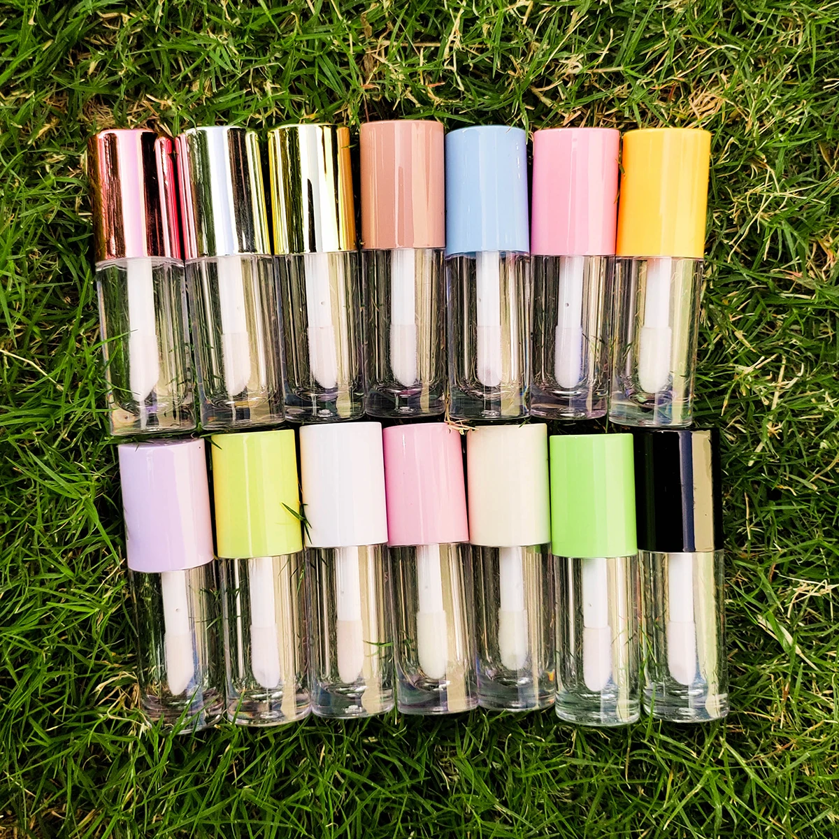 6.5ml plastic clear bottle round thickened lip gloss tube large size lip gloss tube with big brush empty lip gloss container