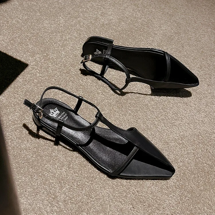 XINZI RAIN Wholesale Summer Female Flat Sandal Private Label Comfortable Real Leather T Strap 2cm Low Heel Women Thong Sandals