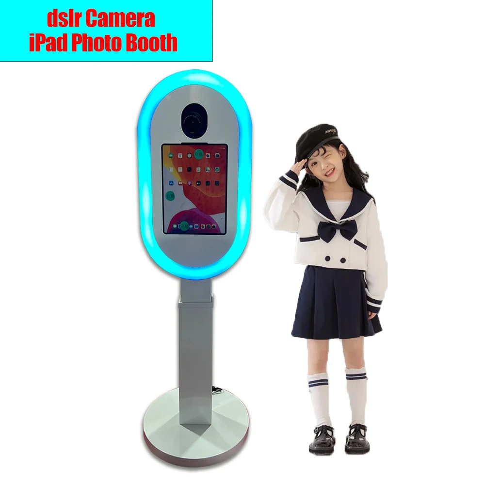 2024 High Quality dslr Selfie Oval iPad Photo Booth Shell Portable 12.9 Inch Dslr Video Booth dsrl Photobooth With Lcd Screen