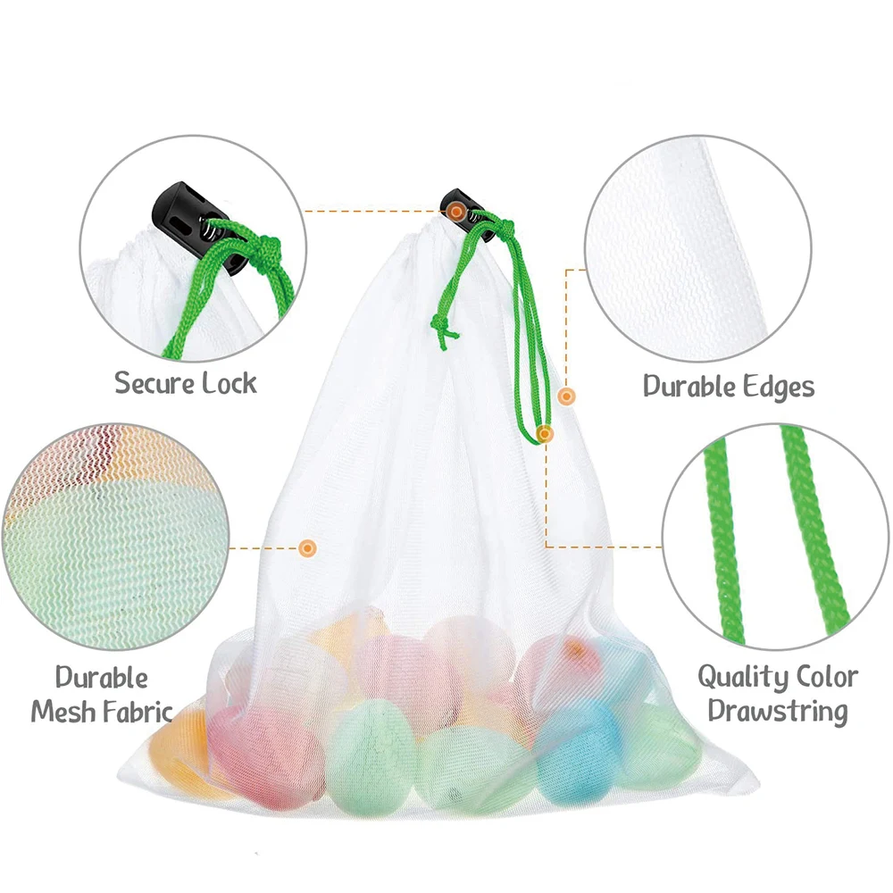 Reusable Drawstring Mesh Bags Lightweight Washable Transparent Storage Bag For Fruit And Toy