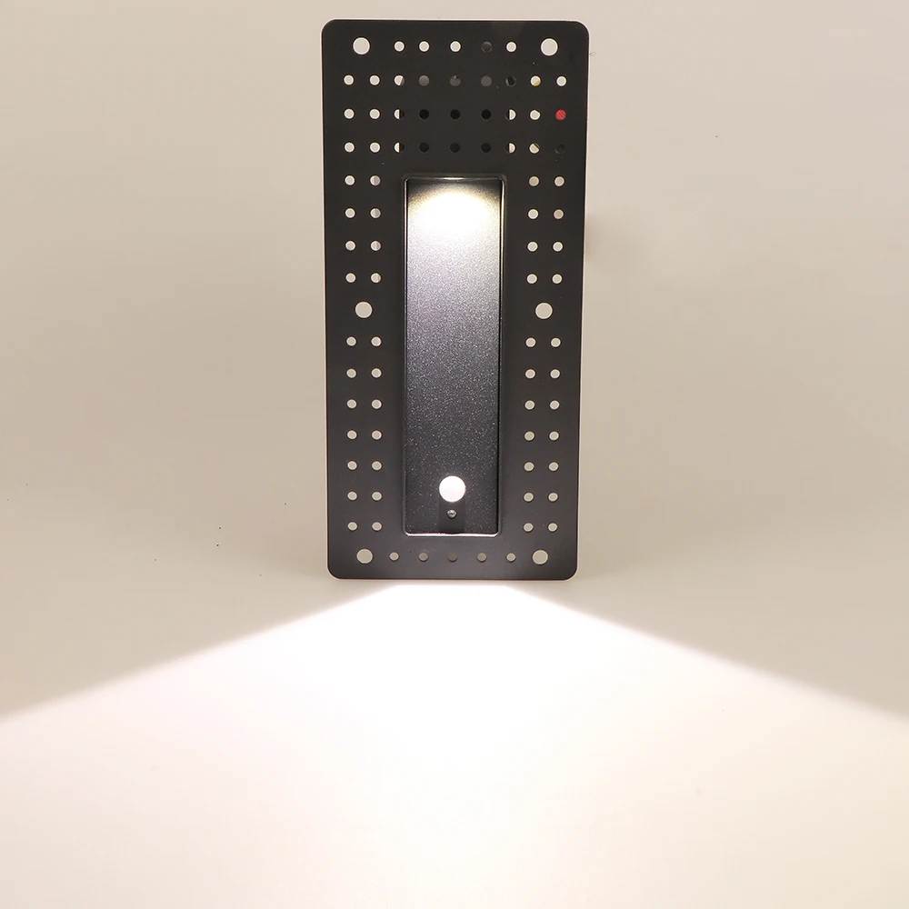 Outdoor waterproof square recessed 85-265v step wall lamp trimless led stair light with motion sensor