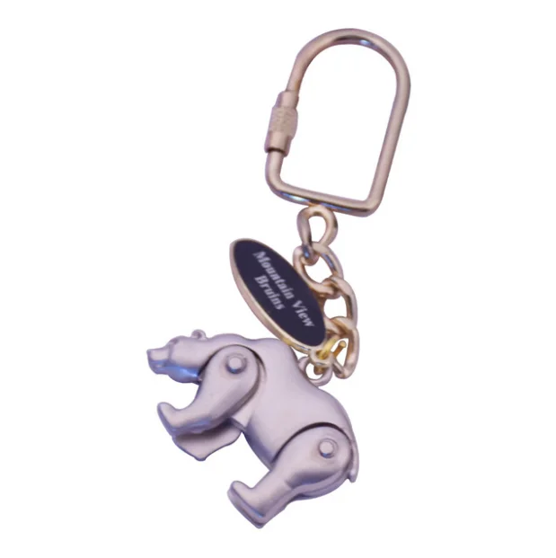 factory direct sales New metal black round brand letter simulation removable polar bear key chain pendant drop shipping