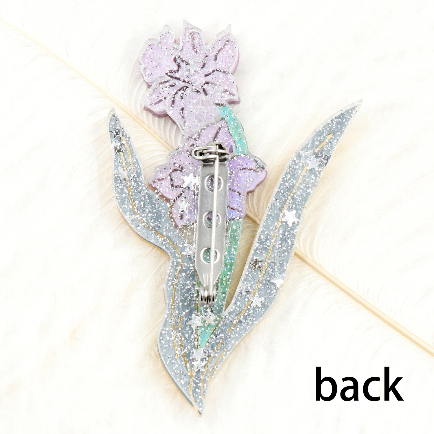 HYLBH1081 Purple March Primordial Flower  Acrylic Female Brooch for Wedding Party Anniversary Engagement Gift for Children