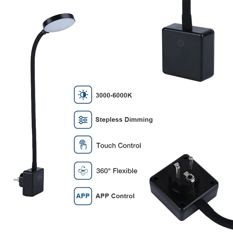 Modern 5W Smart APP Control Dimmable Timer Indoor Lighting LED Plug In Wall Bedside Lamps For Home