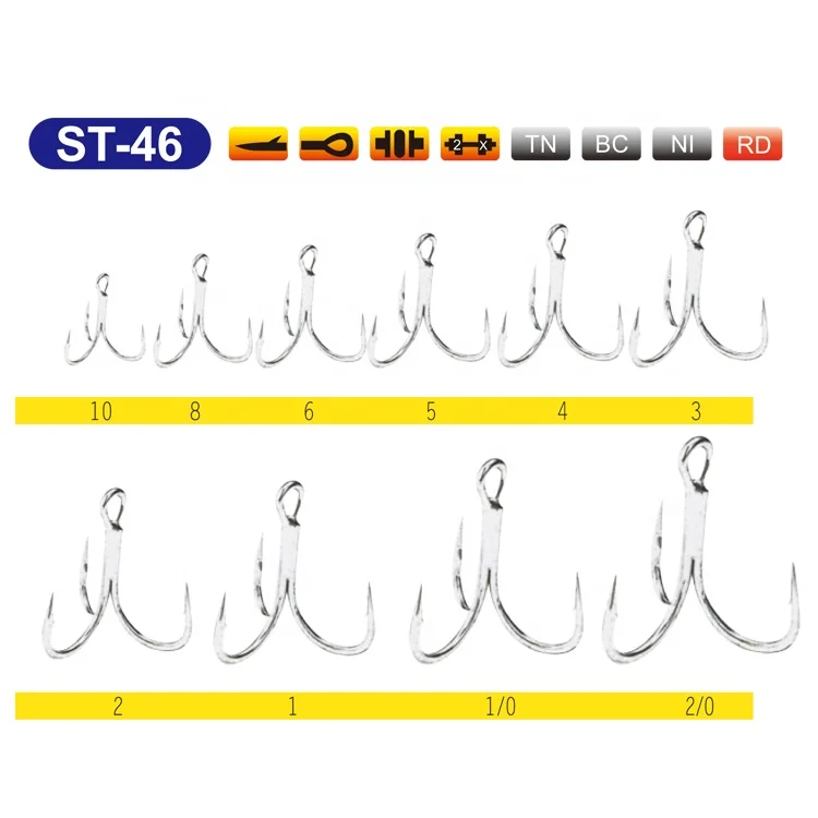 TEASER ST46 1000pcs 3X Barbed three anchor Hard lure hook Saltwater Jigging Stinger hook Assist Treble Fishing Hooks