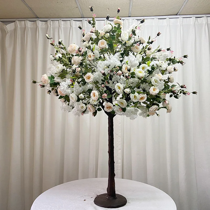 High Quality Wedding Event Table Centerpiece Floral Arrangement Cherry Blossom Tree Faux Silk Flowers Artificial Rose Trees