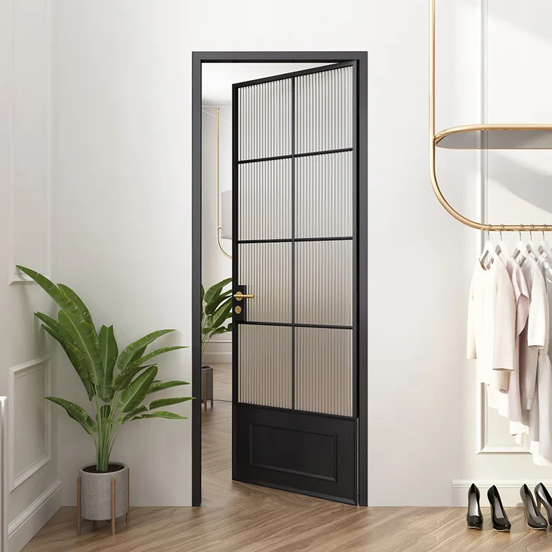Custom Modern Simple Style Factory Entry Door Hard Solid Wood Exterior With Aluminum Swing Open Morden Design