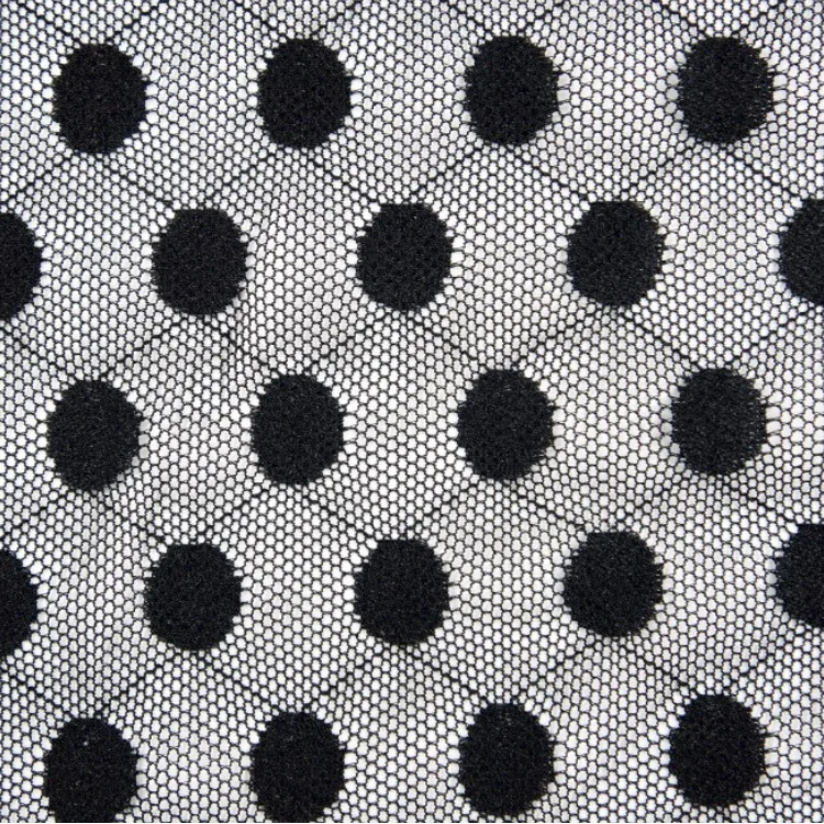 Large Dots Black White Nylon Spandex Tulle Polka Dot Fabric For Lingerie