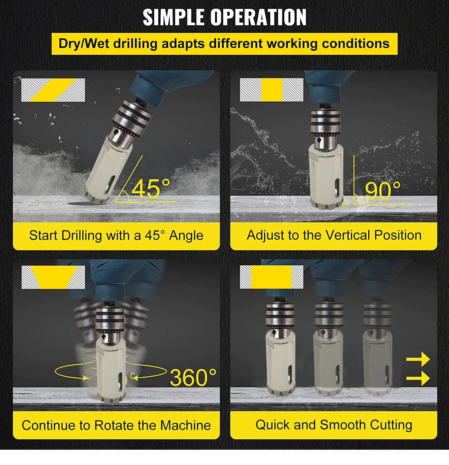 TOOLWAY 16mm diamond core bit drill bit diamond hole saw 41 2 for ceramic brick stone