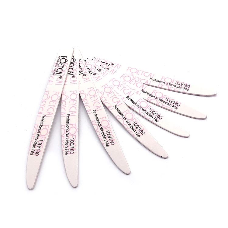 Custom Printing wooden 100 120 220 Grit double sided nail file professional with logo