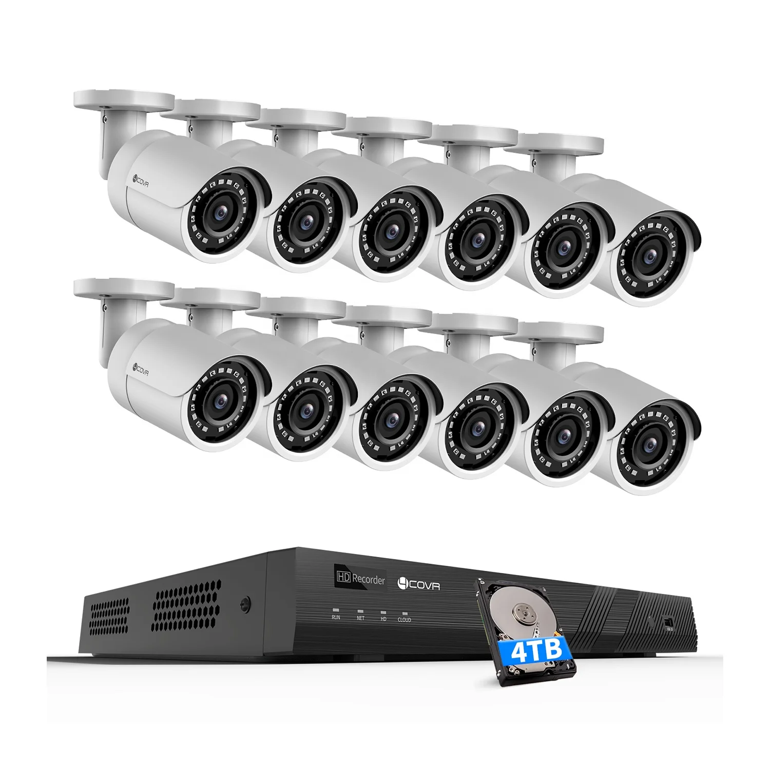 16CH PoE NVR 4TB HDD 12PCS 8MP Outdoor IP PoE Cameras built-in Mic DIY Home Surveillance 16 Channel Security Camera System 4K