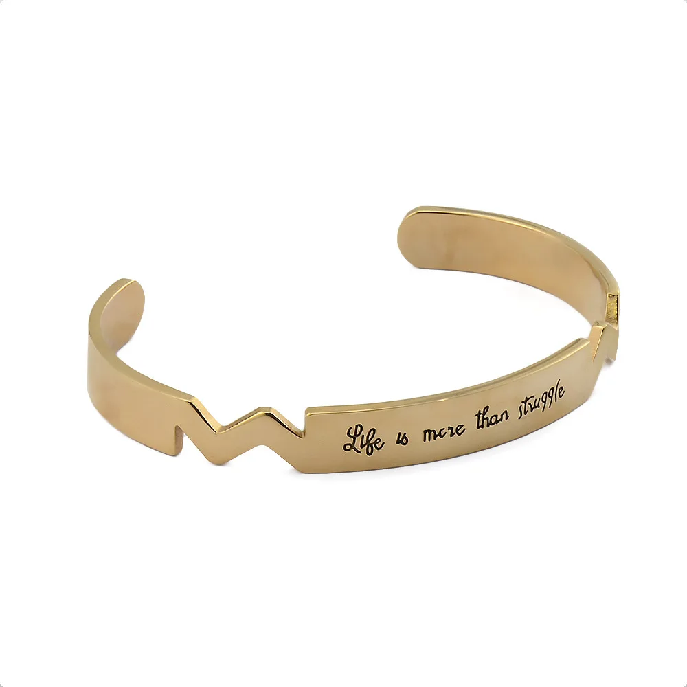 Индивидуальные очаровательные браслеты из нержавеющей стали ювелирные изделия браслет C Форма Гравировка слов Ювелирные Изделия Манжета