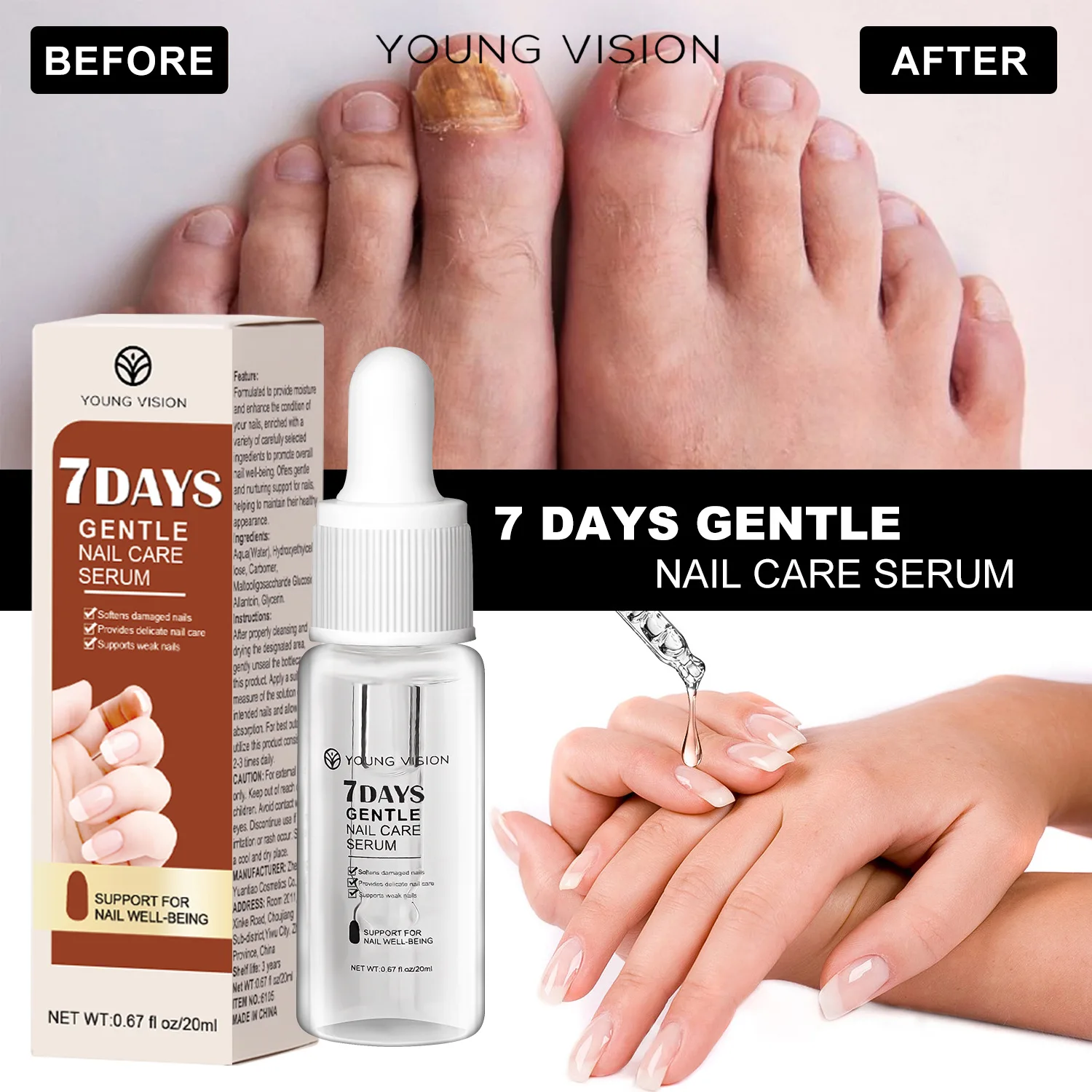 7 Days Gray Nail Repair Serum Solution for Hand and Foot Care Comprehensive Nail Repair Care