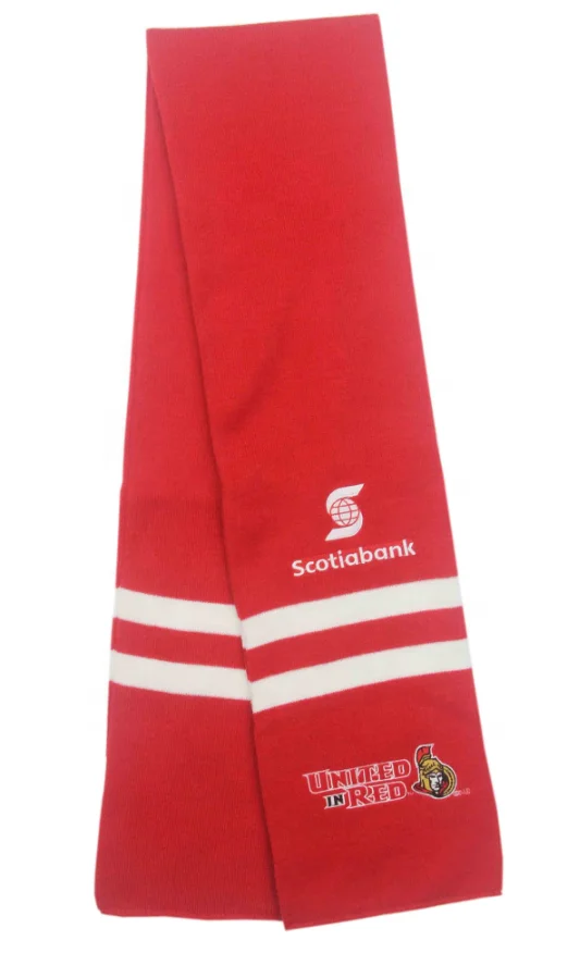 Canada knitted embroidery  knitting hockey fan scarf football scarf promotional scarf