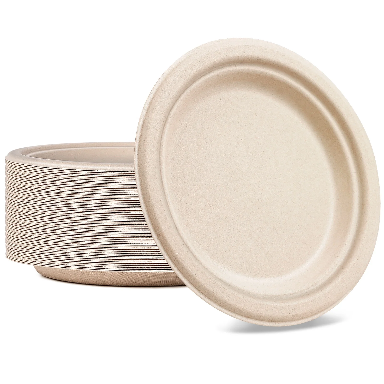 Eco-Friendly 100% Sugar Cane Bagasse Sugarcane 6 Inch Round Bagasse Plate Biodegradable Plates Paper Plate