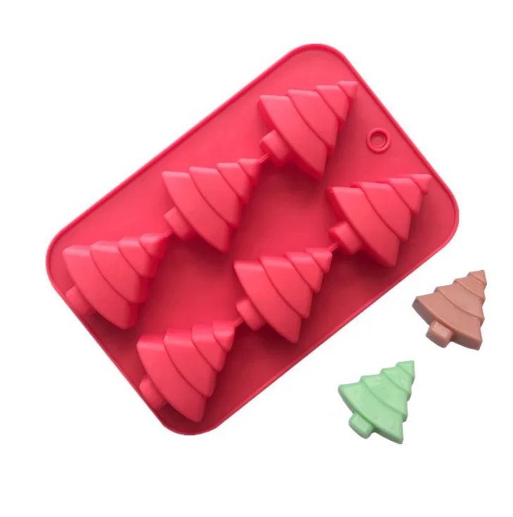 Силиконовая форма для рождественской елки, 6 ячеек, не прилипает, силиконовая форма для выпечки хлеба, торта, шоколада, конфет