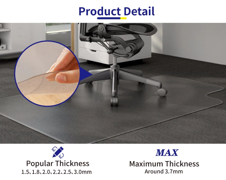 Wholesale PVC Office Transparent pvc mat floor for Hard Floor Surface Clear Chair Mat