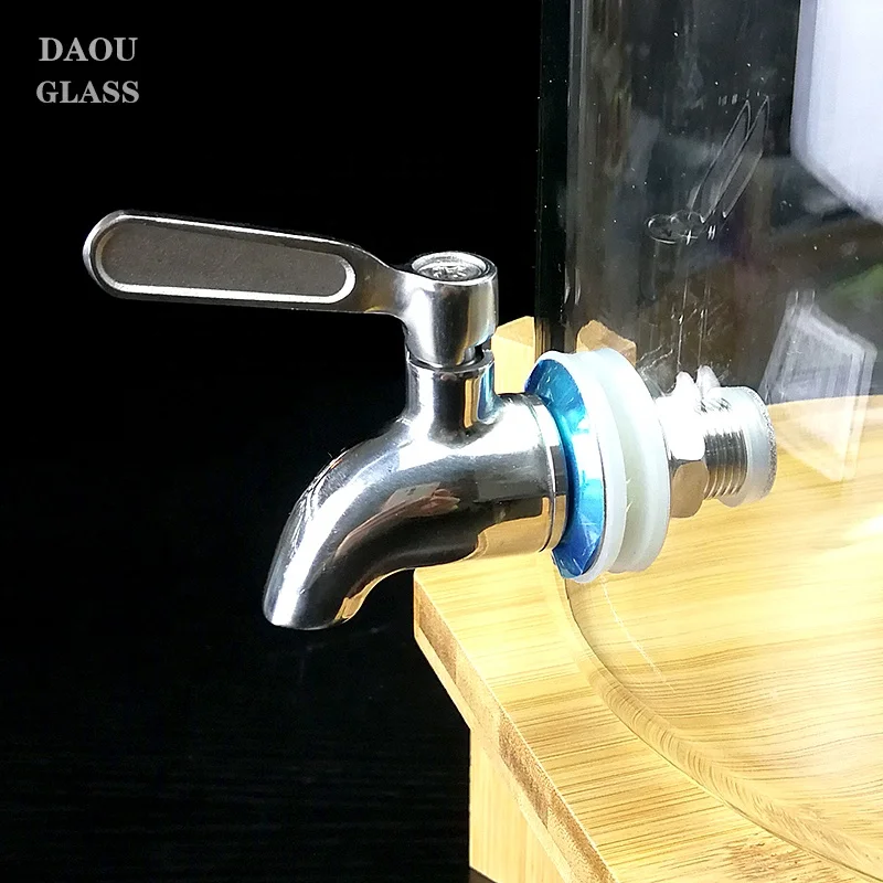 10L Heat resistant glass  soaking wine bucket,enzyme fermentation barrel,bamboo drinking tea  glass