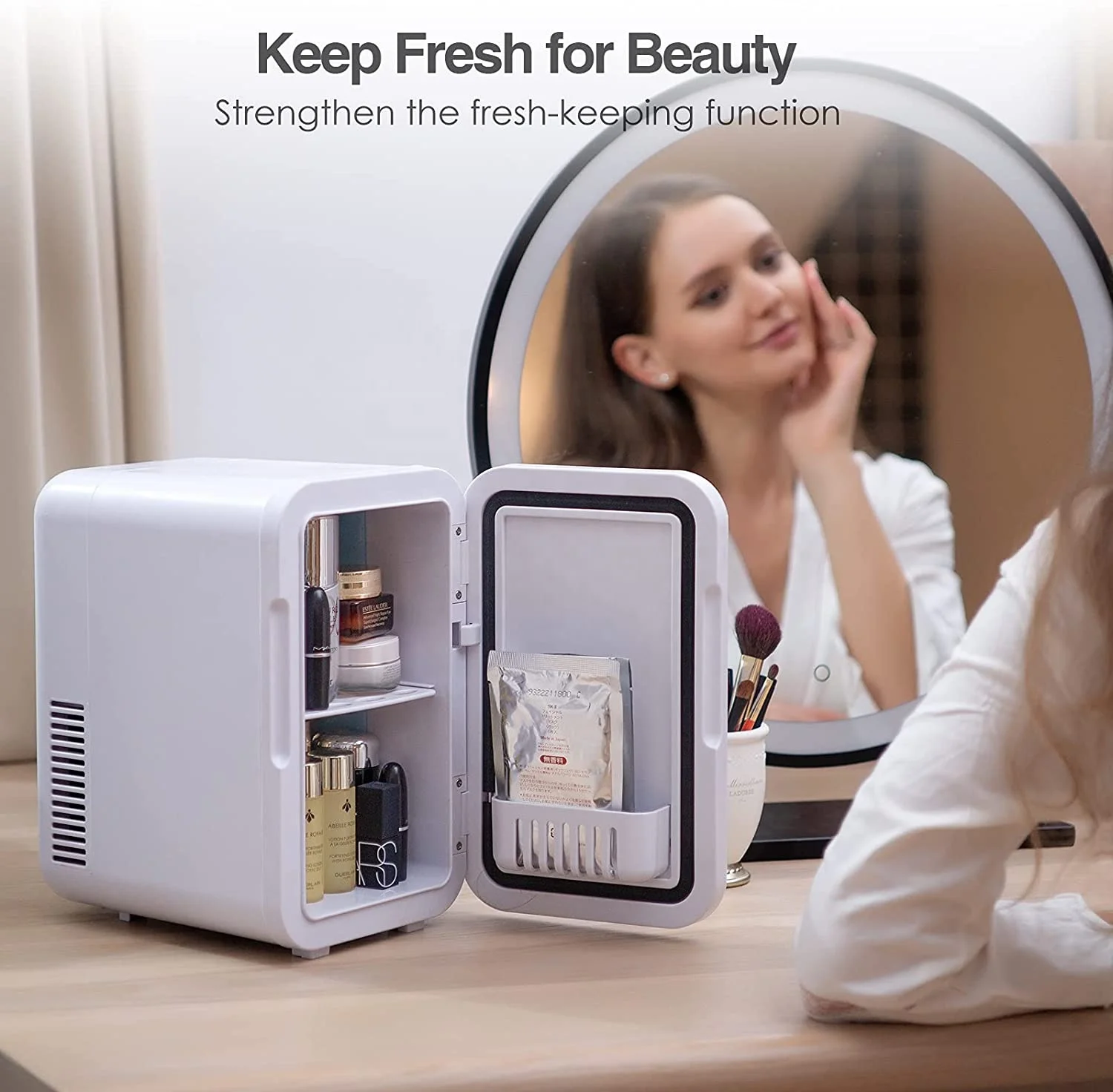 6L 12V 220V 110V Portable pink Beauty Fridge With Heat And Cool Skincare Cosmetic Fridge mini