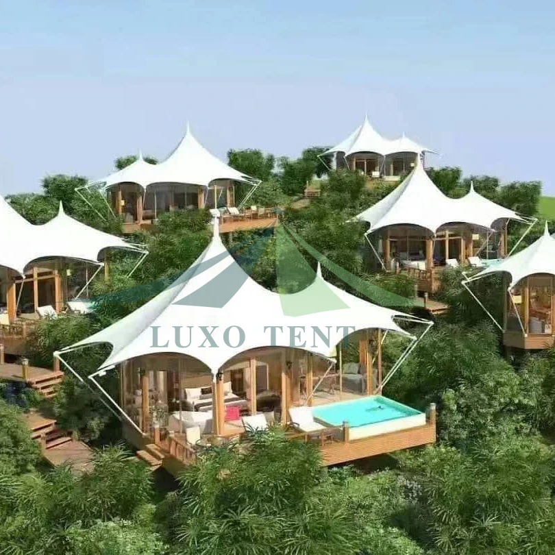 New Design grade tensioned membrane camping tents for resort