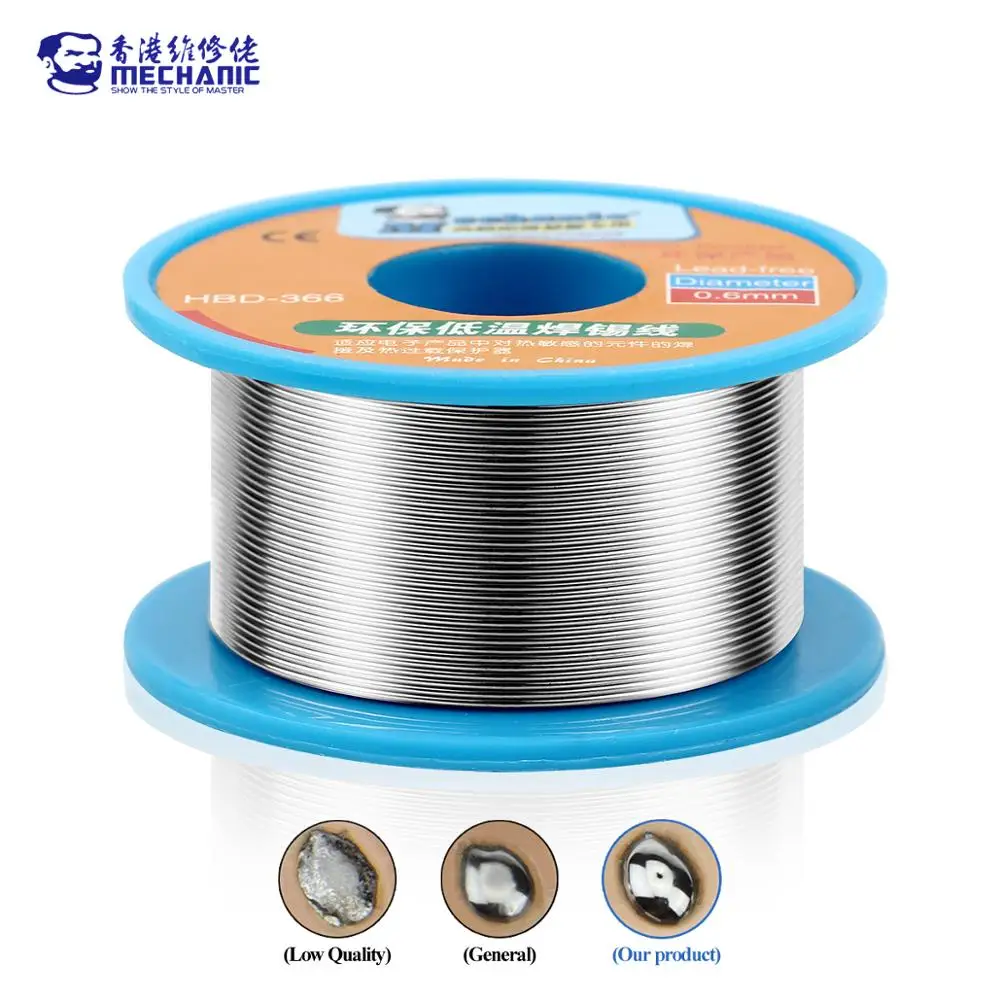 MECHANIC 0.3/0.4/0.5/0.6/0.8mm Sn42/Bi58 Lead-Free Solder Tin Wire Roll 40g Soudure Etain Welding Soldering Wire Flux Repair