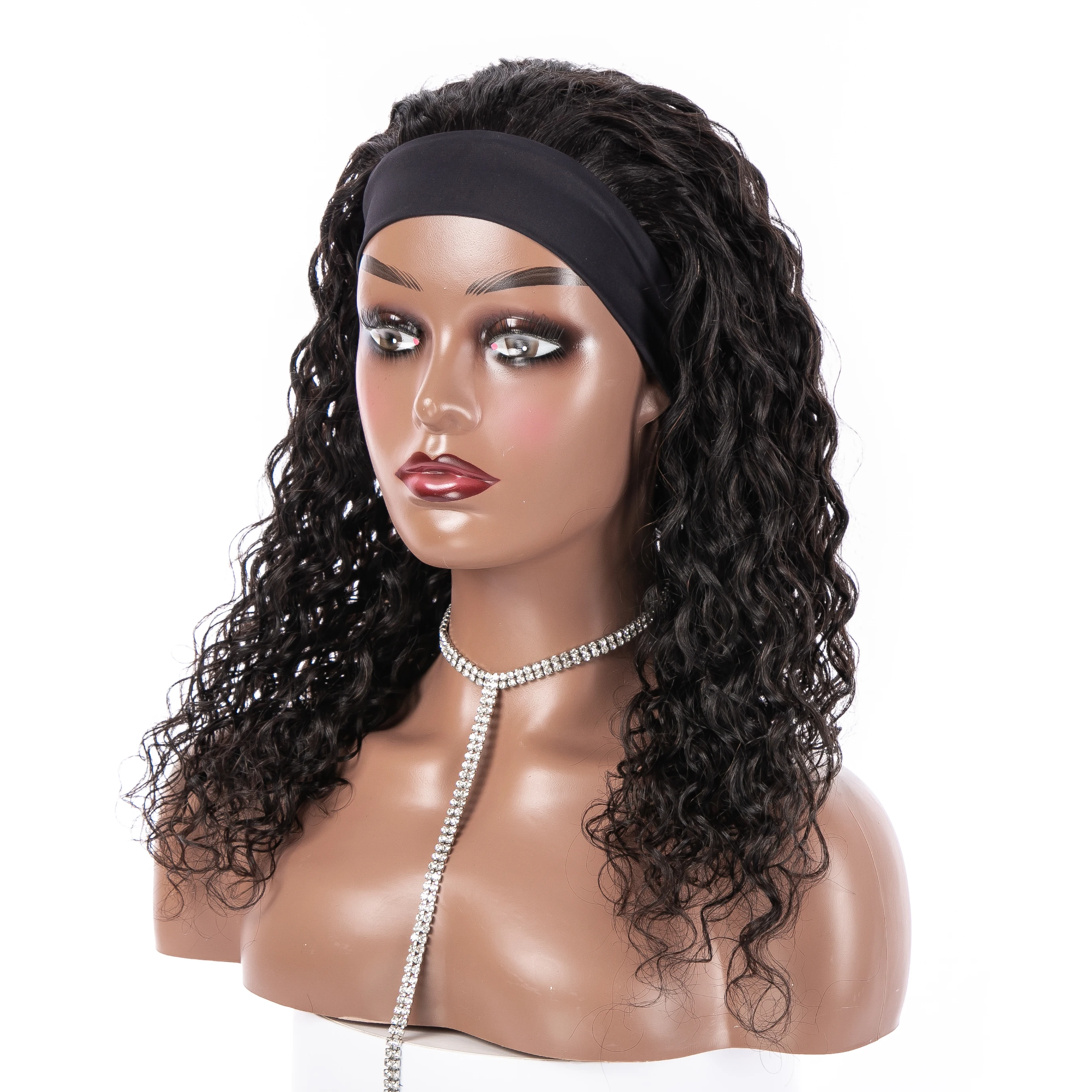 Wholesale hair band ice silk wig display mannequin heads with shoulders