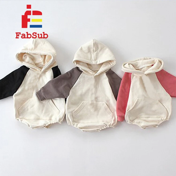 Toddles Sweater Bubble Romper French Terry Long Sleeve Raglan Hoodie Romper Bodysuit Pocket Autumn Sublimation Baby Romper