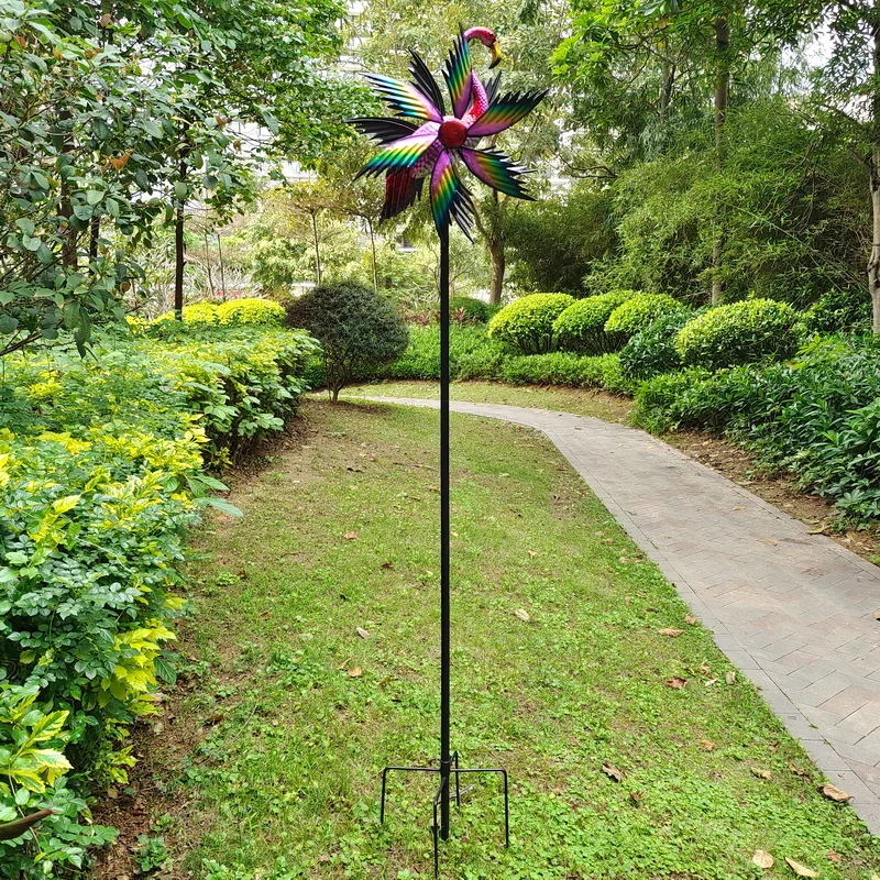 flying bird flamingo magic metal windmill kinetic metal wind spinners