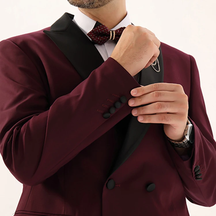 
Wine Red Latest Design High Quality men wedding suit pictures 