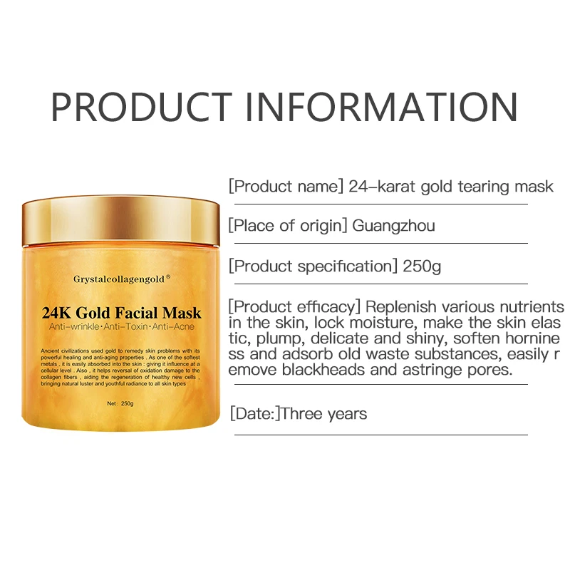 24K Gold Mask  black head to remove acne fill water tear mask cosmetics manufacturers