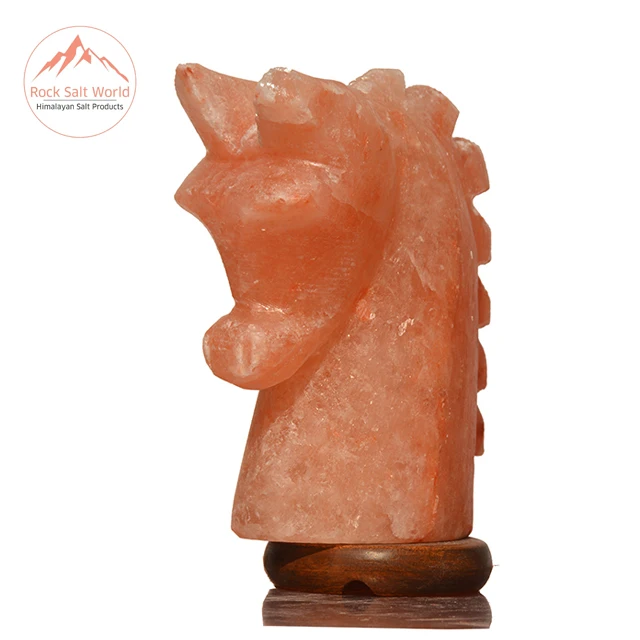 Himalayan Natural Horse Knight Shape Crafted Sat Lamp with Certified Cord and Bulb in Best Home Decor style for Best Wellness