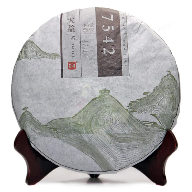 Известный Китайский Пуэр чай бренд Da Yi shen puerh чайный торт 7542 dayi cha bing 357 грамм 2014 год